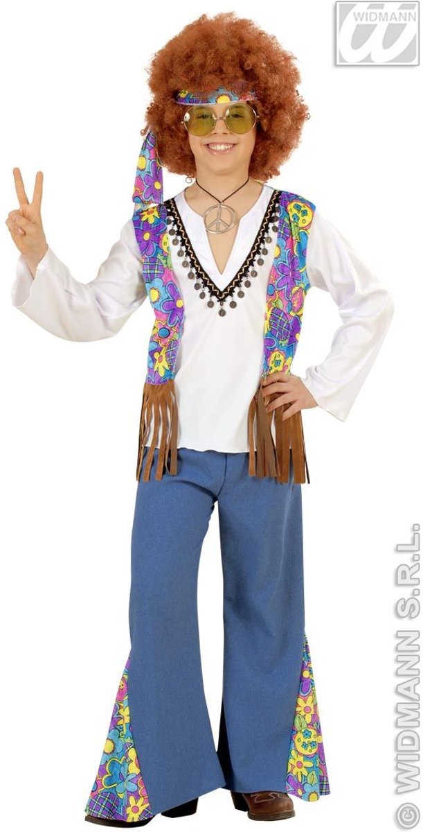 Hippie Kostuum | Hippie Jongen Woodstock Lennon Kostuum | Maat 140 | Carnaval kostuum | Verkleedkleding